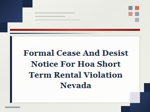 Cease and Desist Notice for Nevada Hoa Rental Violation