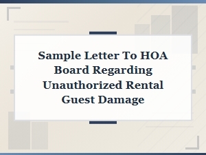 Letter Concerning Guest Damage to Hoa Property