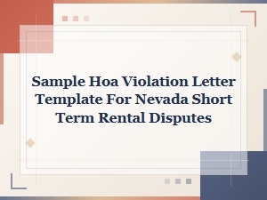 Nevada Short-Term Rental Hoa Violation Letter
