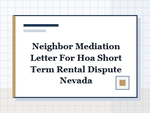 Neighbor Hoa Mediation Letter for Nevada Rentals