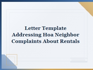 Hoa Rental Complaint Letter Template
