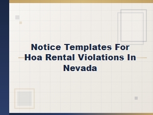 Hoa Rental Violation Notice Templates in Nevada